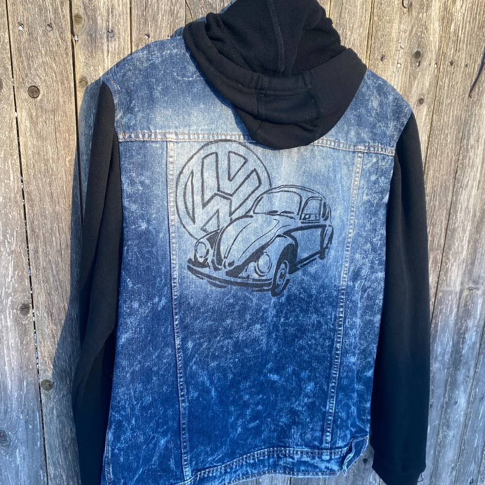 COPY - VW beetle custom black hoodie jean jacket Volkswagen bug